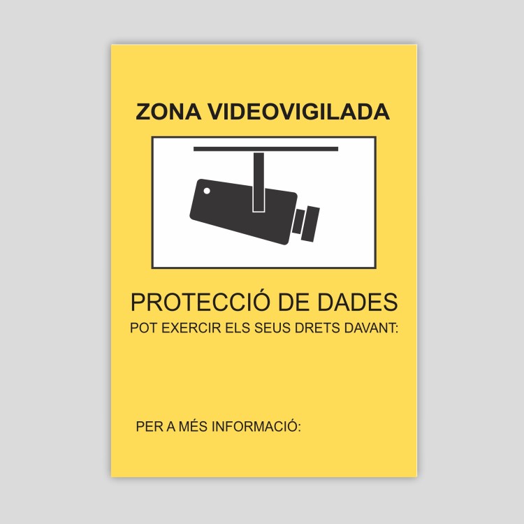 Cartell de Zona videovigilada segons Autoritat Catalana PD
