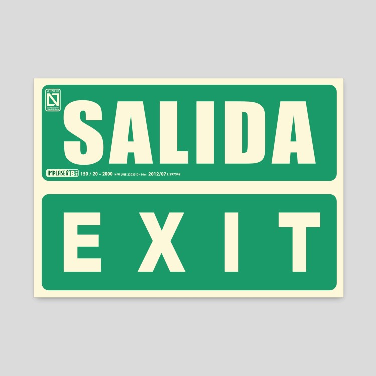 Cartel de Salida-exit fotoluminiscente