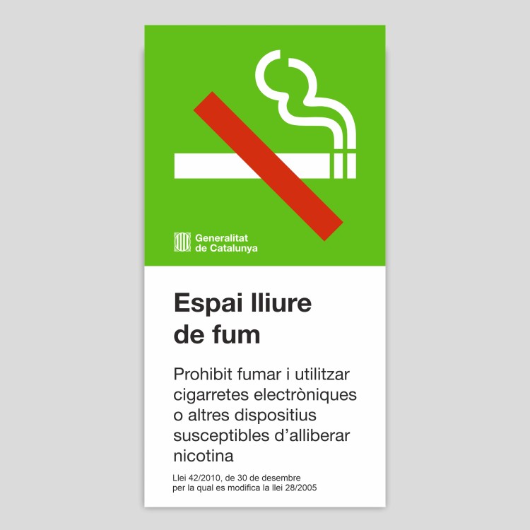 Cartell d'Espai lliure de fum (Prohibit fumar) - Catalunya