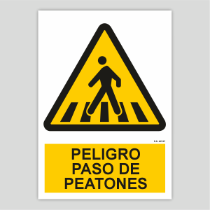 Danger sign, pedestrian crossing