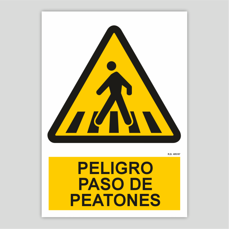 Danger sign, pedestrian crossing