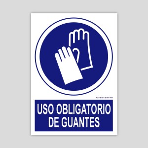 Cartel de uso obligatorio de guantes