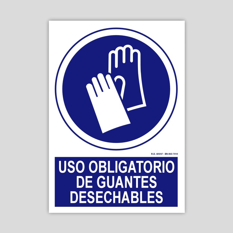 Cartel de uso obligatorio de guantes desechables