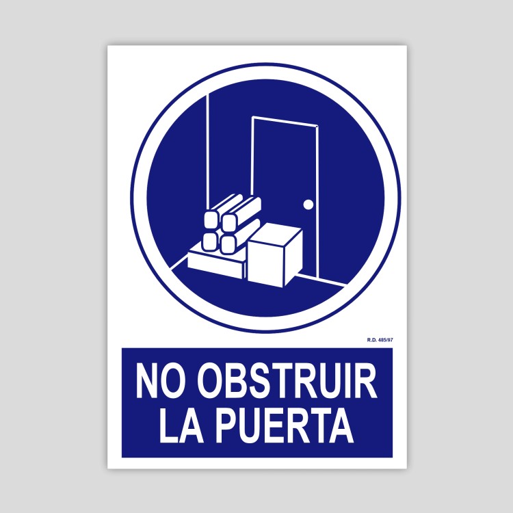 Cartell de no obstruïr la porta